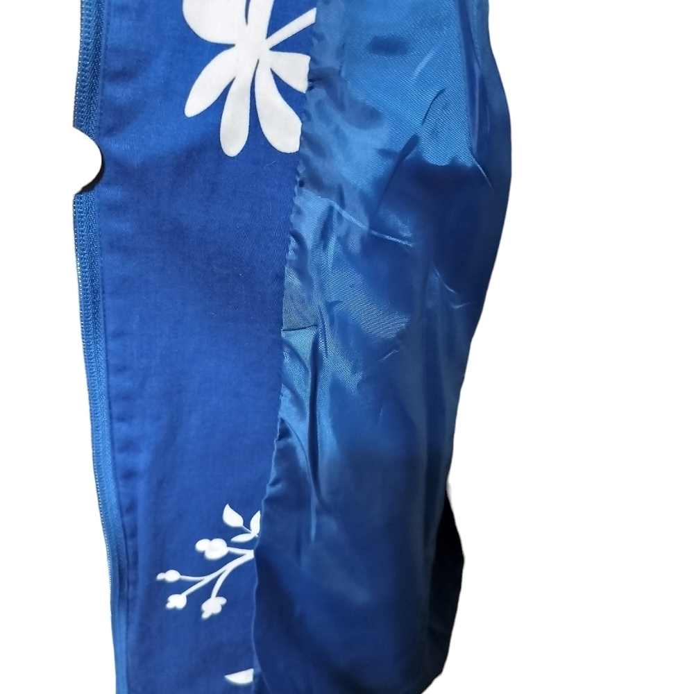 2497)Susan Graver Blue & White Floral Print Zip Front Cotton Jacket Plus Size 2x — image 7 of 8